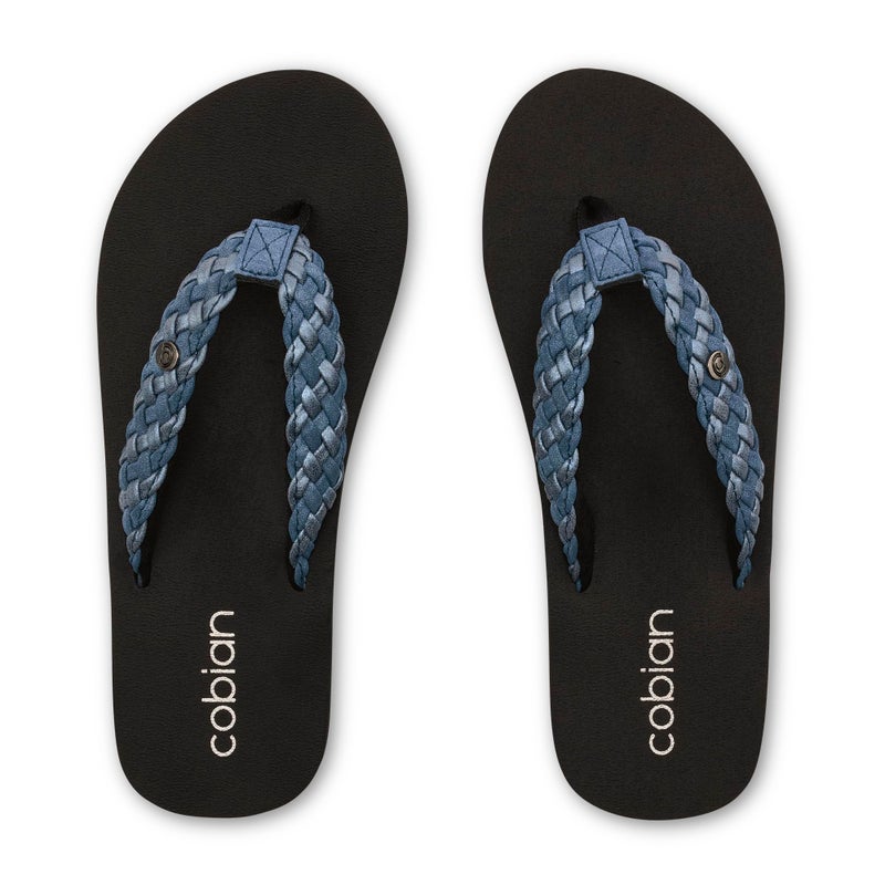 Cobian Braided Bounce â€“ Womenâ€™s Sandals With Extra-Thick Cushion â€“ Soft Flip Flops for Women With Arch Support, Indigo, 8 - Image 4